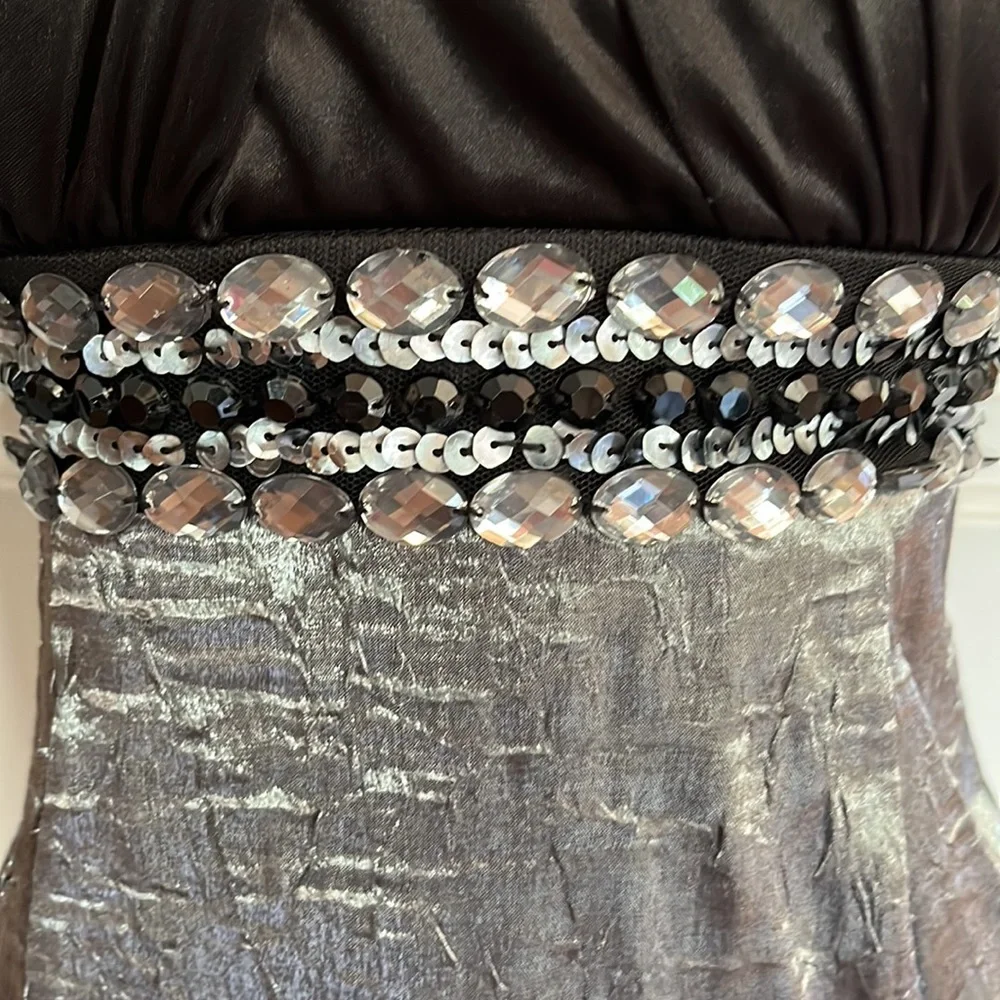 My Michelle black gray party dress strapless Sz 1 prom wedding sweet 16 mitzvah - Picture 2 of 13